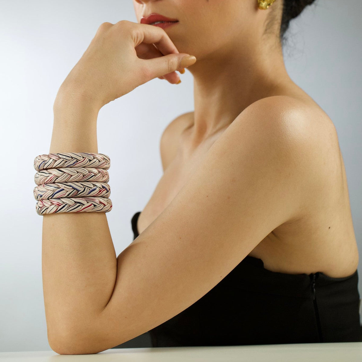 Braided White Lac Bangle